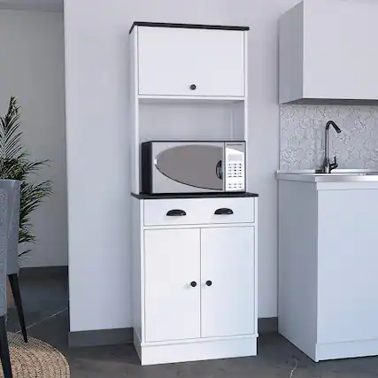 Front. TuHome - Tampa Kitchen Pantry - White/Black.
