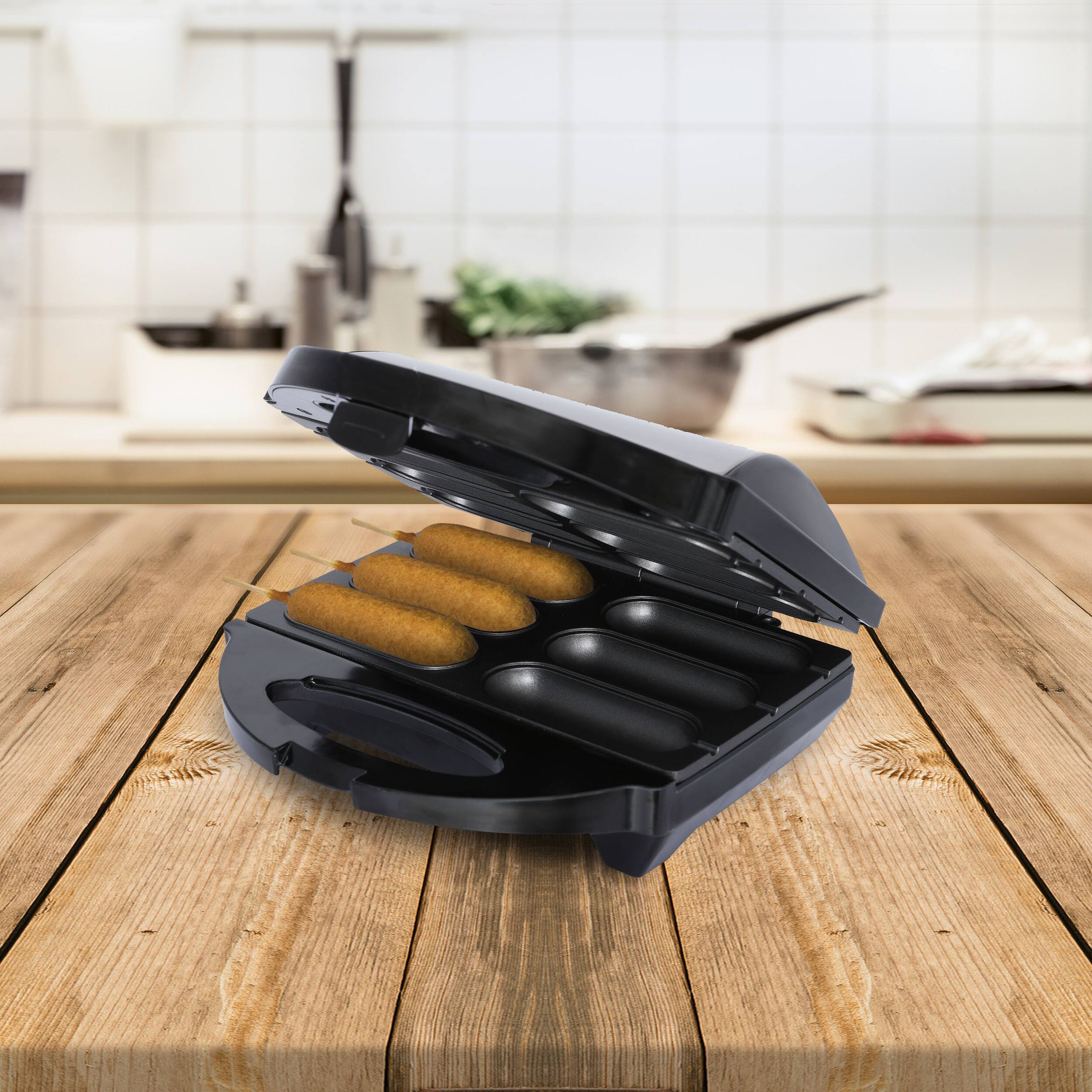 Alt View 6. Brentwood - Brentwood TS-601S Non-Stick 6 Mini Corn Dog Maker, Stainless Steel - Silver.