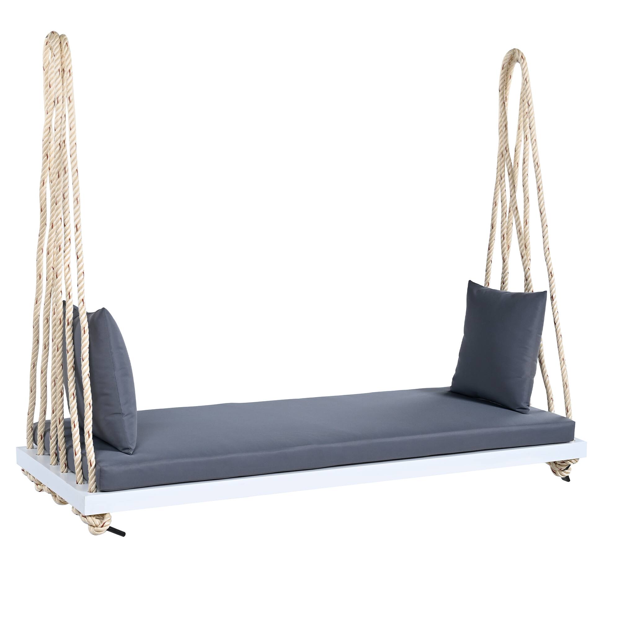 Alt View 3. APRILSOUL - Patio Wooden Swing Chair, Hanging Porch Swing Bench for Garden Backyard LawnWhite - White.