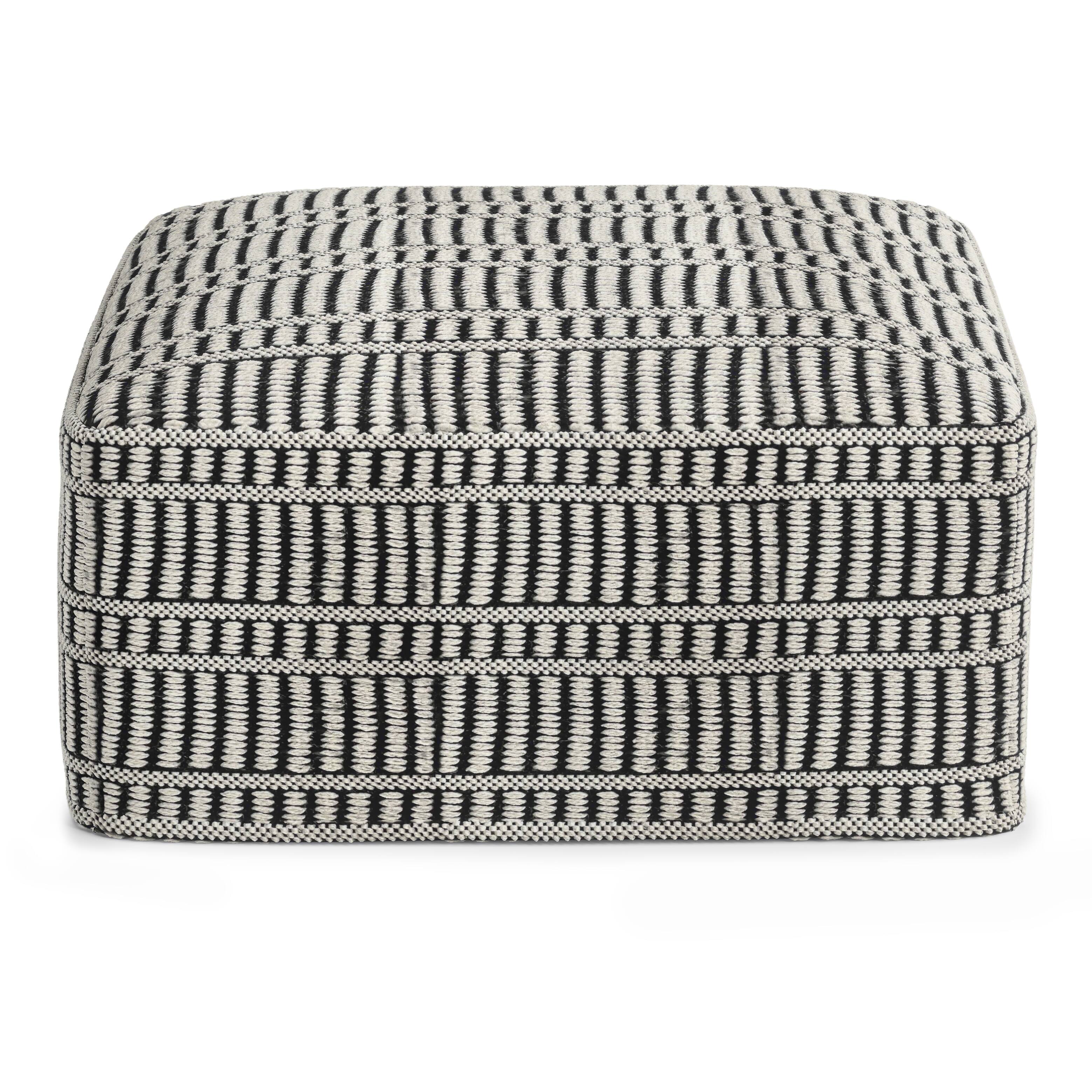 Alt View 11. Simpli Home - Safford Square Woven Pouf - Black and White.