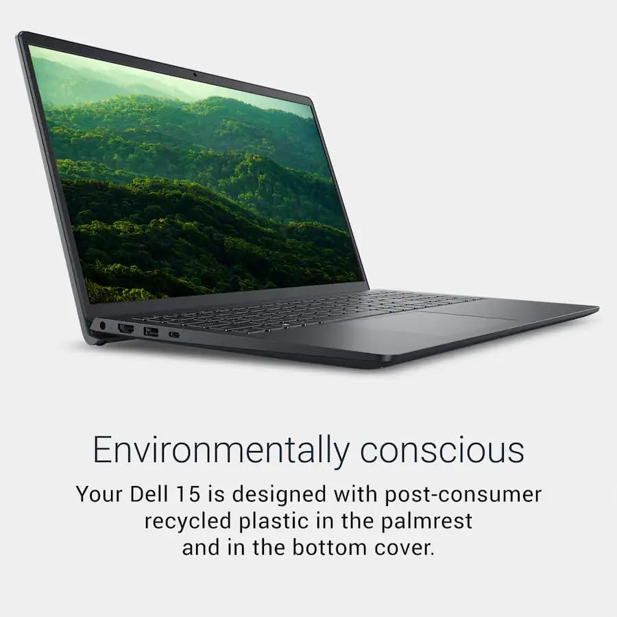 Environmentally conscious  
Your Dell 15 is designed with post-consumer recycled plastic in the palmrest and in the bottom cover.