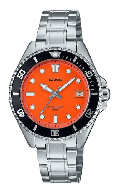 Casio Standard Analog Quartz MDV 10D 4A1V Stainless Steel Orange Casio Standard Analog Quartz MDV 10D 4A1V Stainless Steel Orange