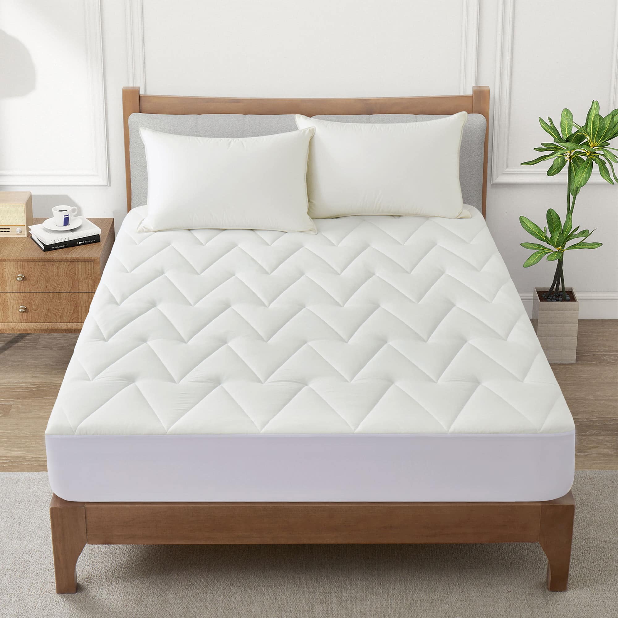 Peace Nest - Soft Cooling Waterproof Quilted Mattress Pad with Elastic Deep Pocket, Queen - Zigzag