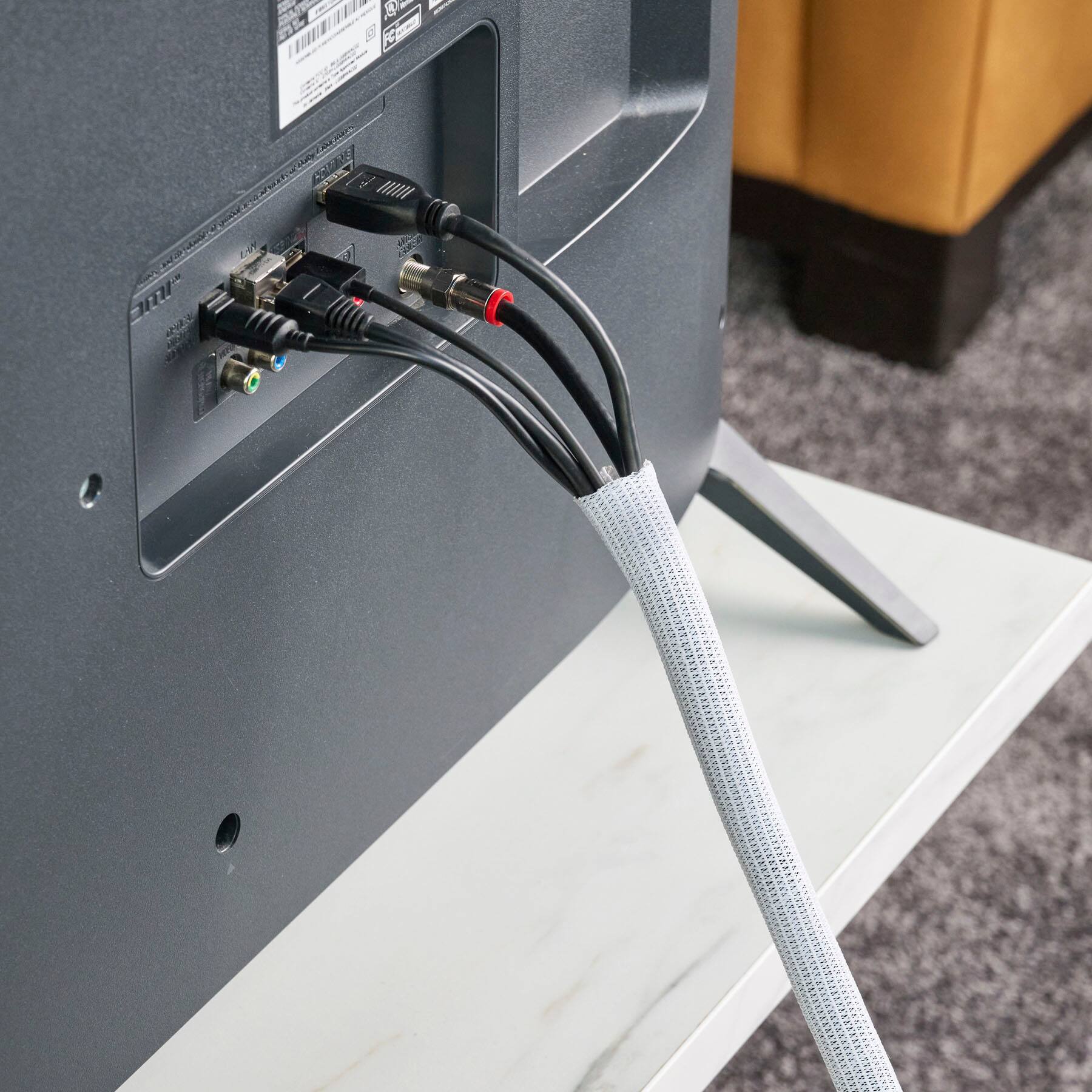 Left. Wrap-It Storage - Wrap-It Storage Cable Sleeve - Mesh - 10' x 0.75" White - White.