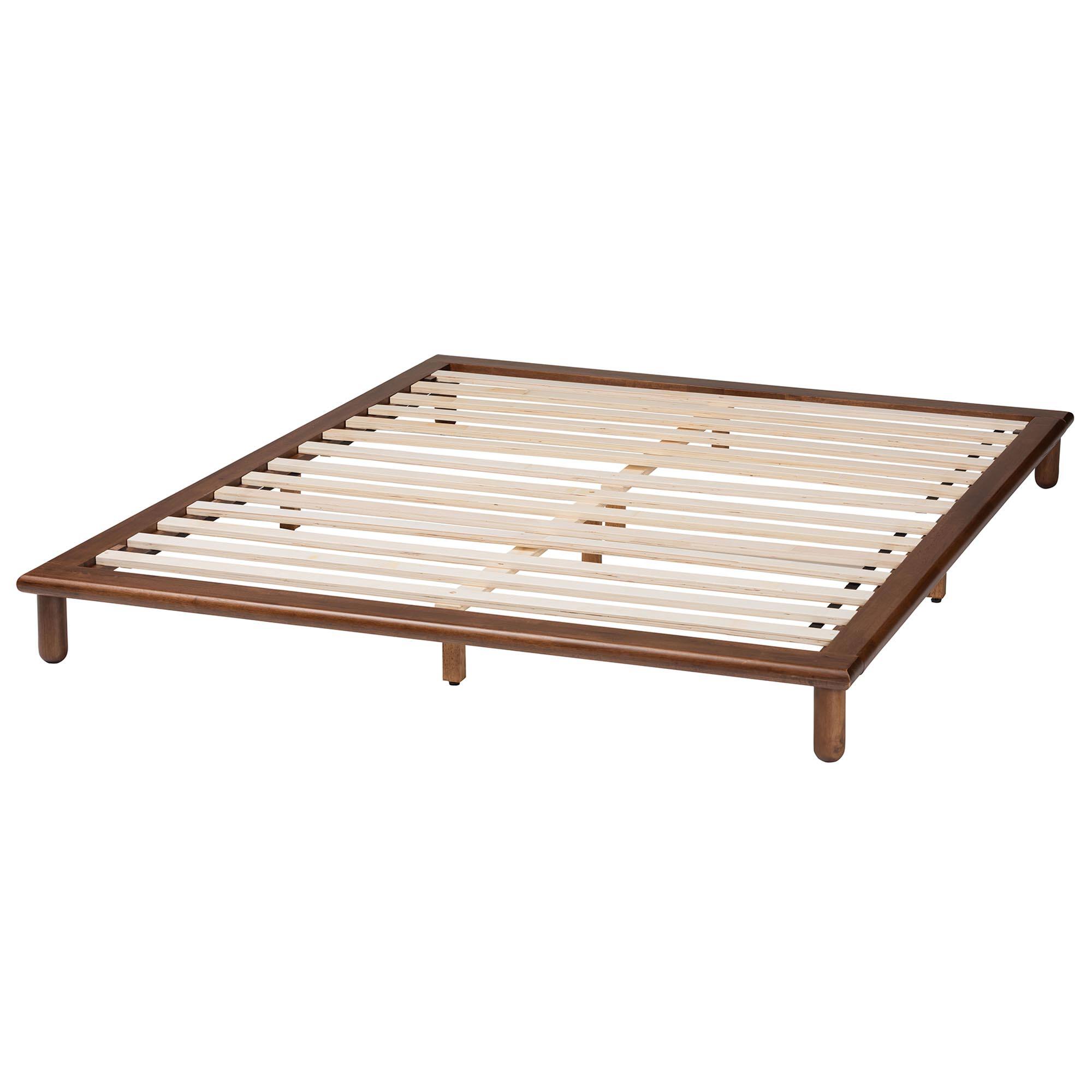 Left. Baxton Studio - Alivia Mid-Century Modern Walnut Brown Finished Wood Bed Frame - Walnut Brown.
