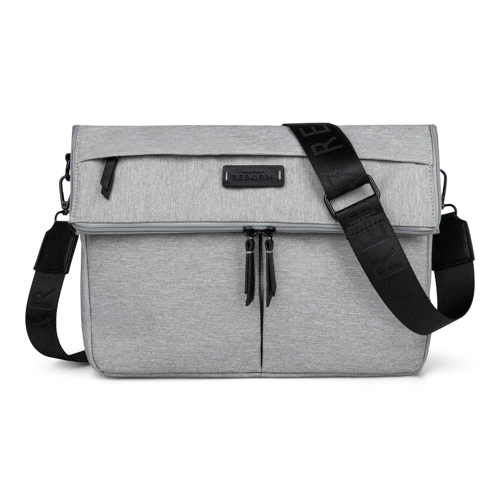 Front. Bugatti - Reborn Collection - Convertible Crossbody to a Waist Bag- RPET Polyester - Gray.