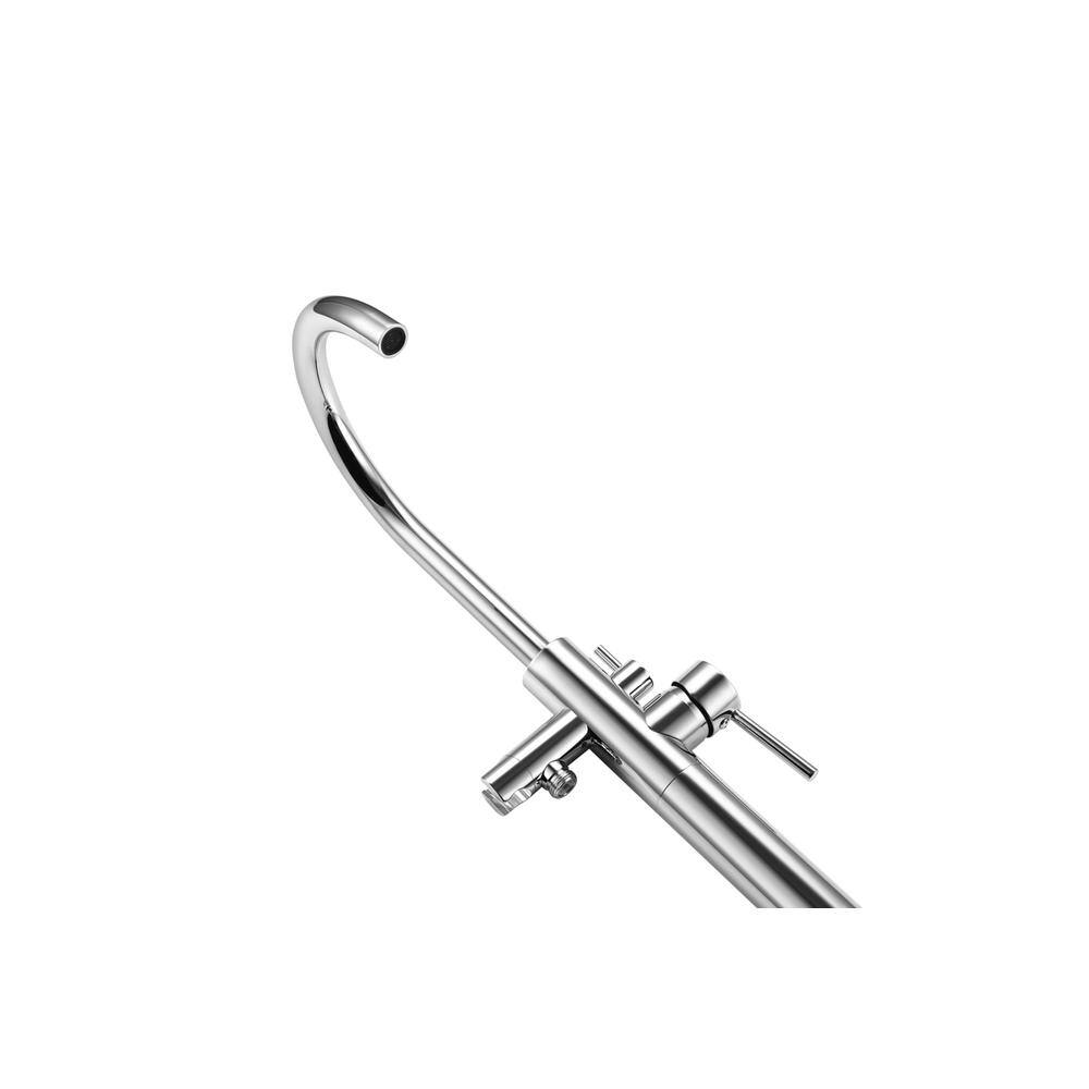 Back. Elegant Kitchen and Bath - Steven Floor Mounted Roman Tub Faucet with Handshower in Chrome - Chrome.