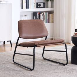 FERPIT - Metal Framed Accent Chair, Minimalist Style Lounge Chair For Living Room Office Apartment With Metal Frame - Brown