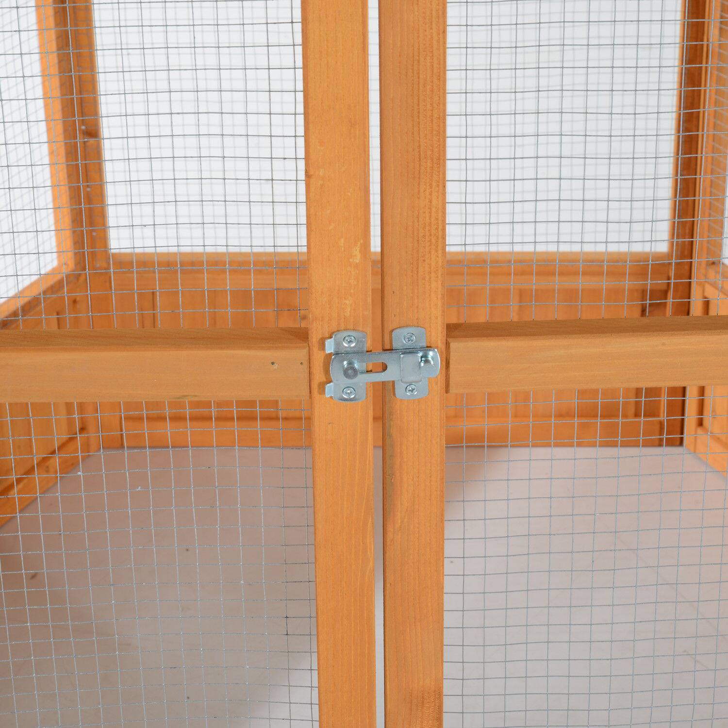 Alt View 2. Pawhut - 69" Large Wooden Hexagonal Outdoor Aviary Flight Bird Cage With Covered Roof.