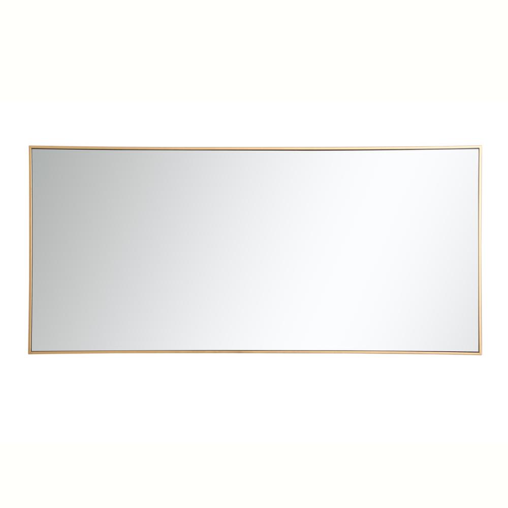 Back. Elegant Decor - Metal frame rectangle mirror 30 inch in Brass - Brass.