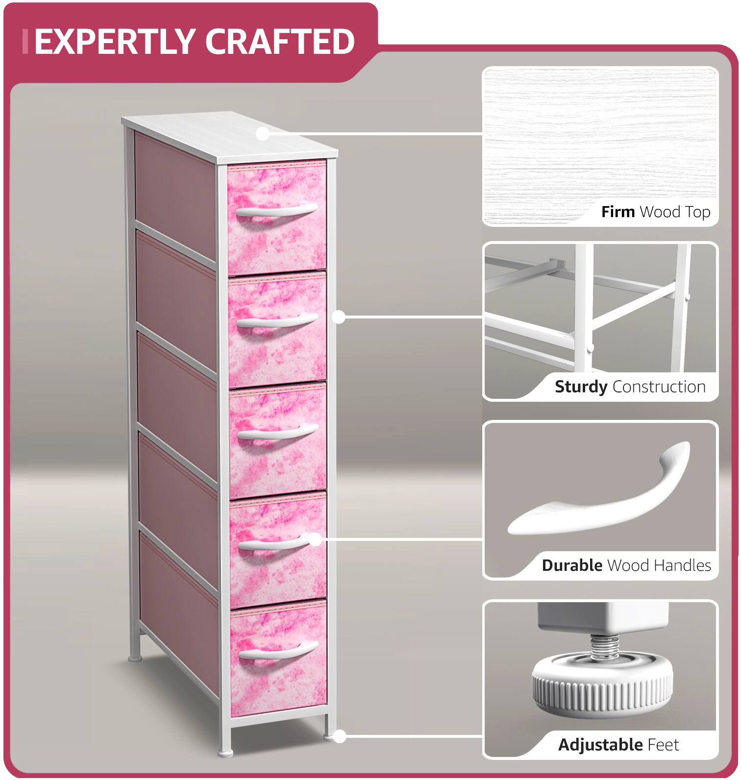 EXPERTLY CRAFTED

- Firm Wood Top
- Sturdy Construction
- Durable Wood Handles
- Adjustable Feet