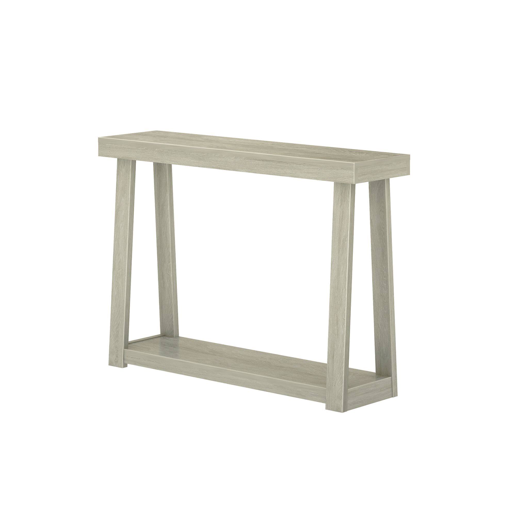 Alt View 2. Plank+Beam - Classic Console Table with Shelf - 46 inches, Seashell - Seashell.