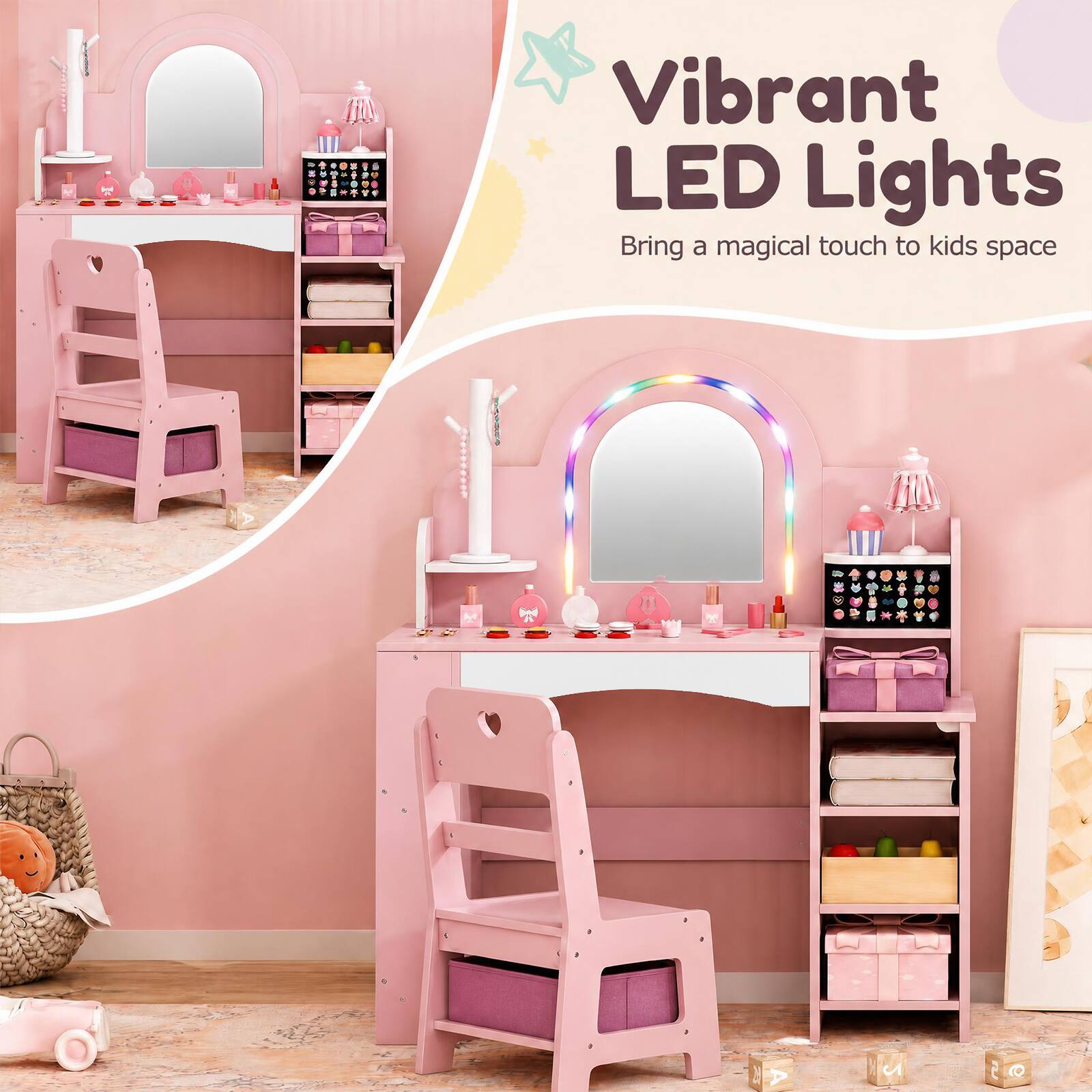 Vibrant LED Lights Bring a magical touch to kids space