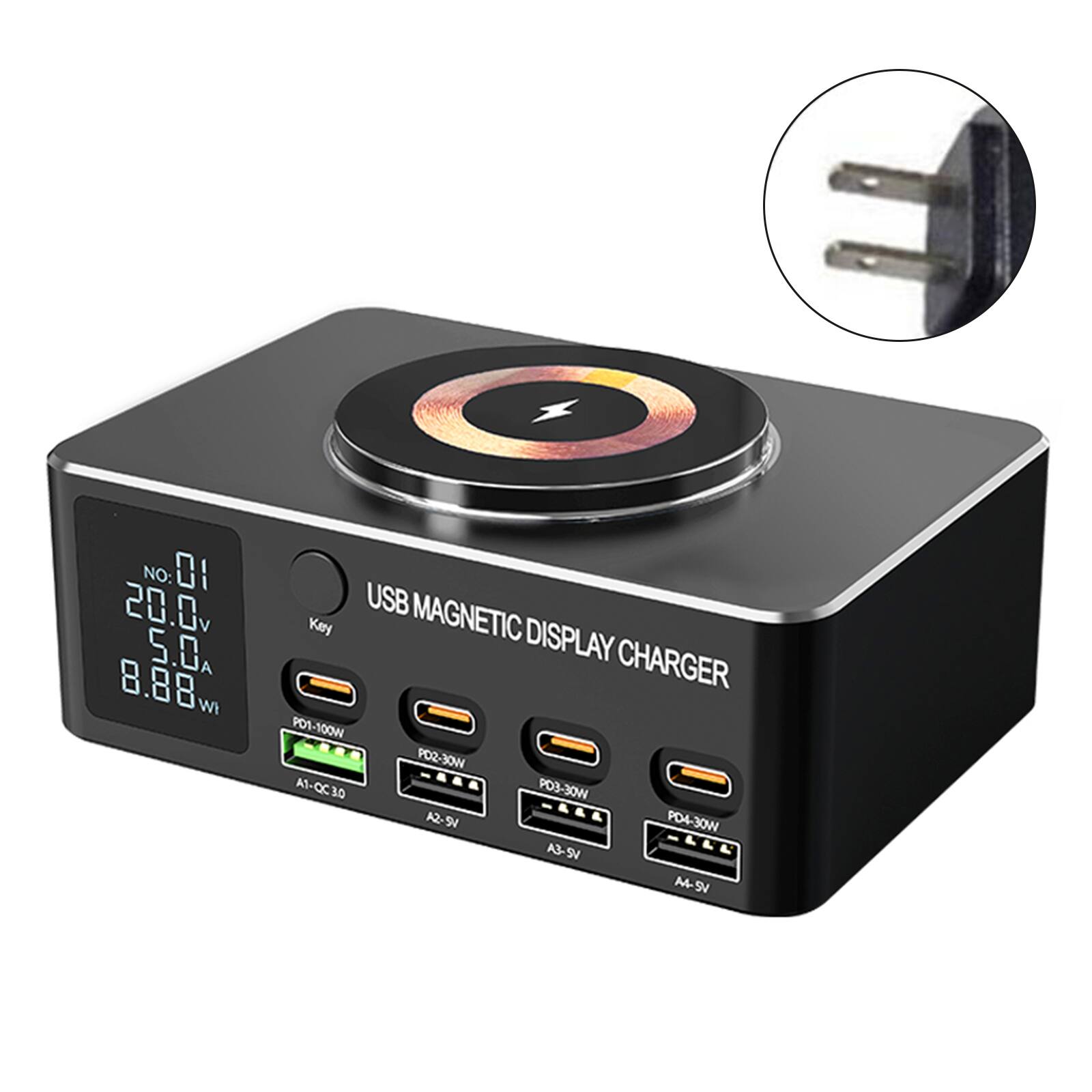 NO: 01  
20.0V 5.0A 8.88W  
USB MAGNETIC DISPLAY CHARGER  
PO1-100W  
PO2-30W  
PO3-30W  
A2-94  
PD4-30W  
A3-SV  
CLLL  
M-SV  
SV