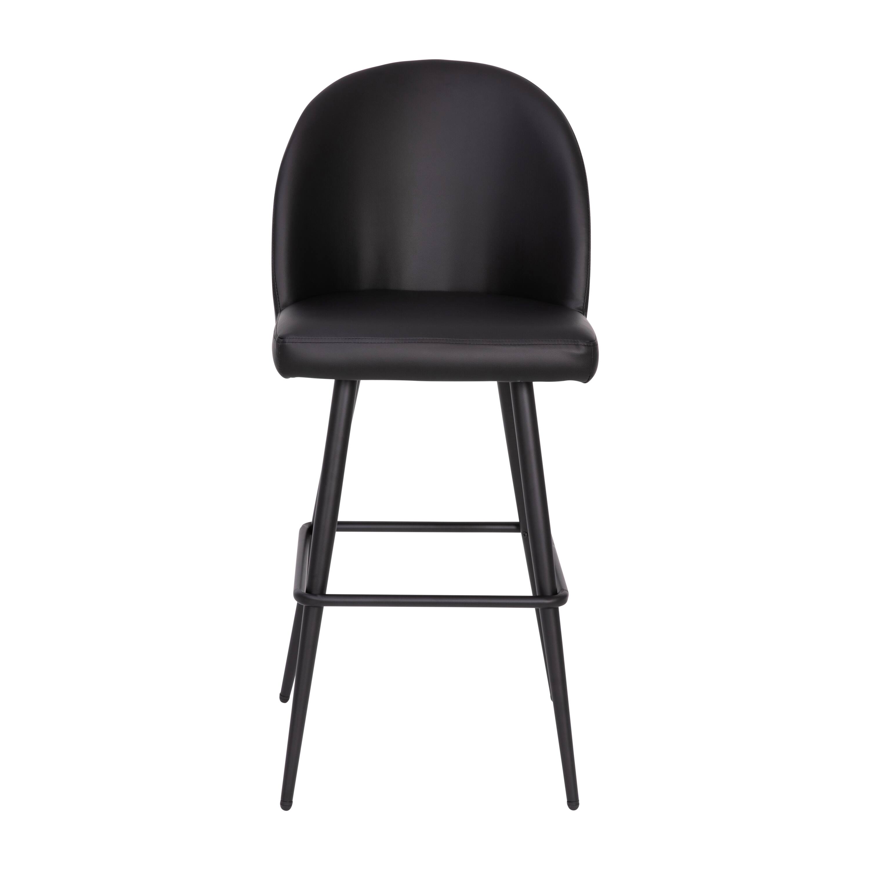 Alt View 10. Emma + Oliver - Leta Modern Upholstered Dining Stools with Contoured Backs & Powder Coated Steel Legs with Floor Glides - Set of 2 - Black Faux Leather.
