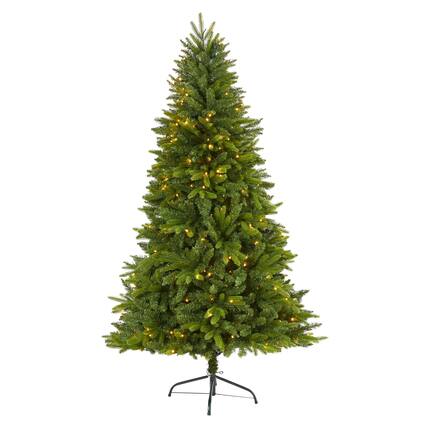 Front. BreeBe - 6' Sun Valley Fir Christmas Tree w/300 Clear LED 2180 Tips - Green.