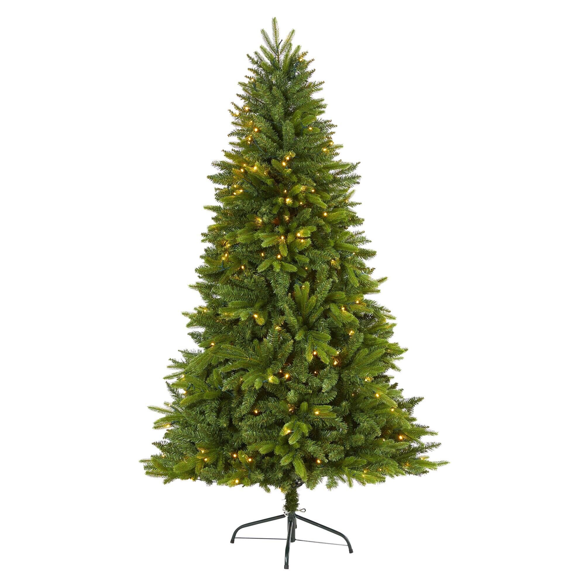 Front. BreeBe - 6' Sun Valley Fir Christmas Tree w/300 Clear LED 2180 Tips - Green.