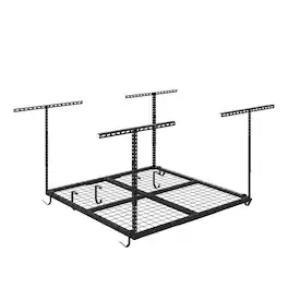 Fleximounts - OHK Series 48 in. W x 48 in. D x 22-40 in. H Black Ceiling Mounted Overhead Garage Storage Rack with Accessory Hooks - Black