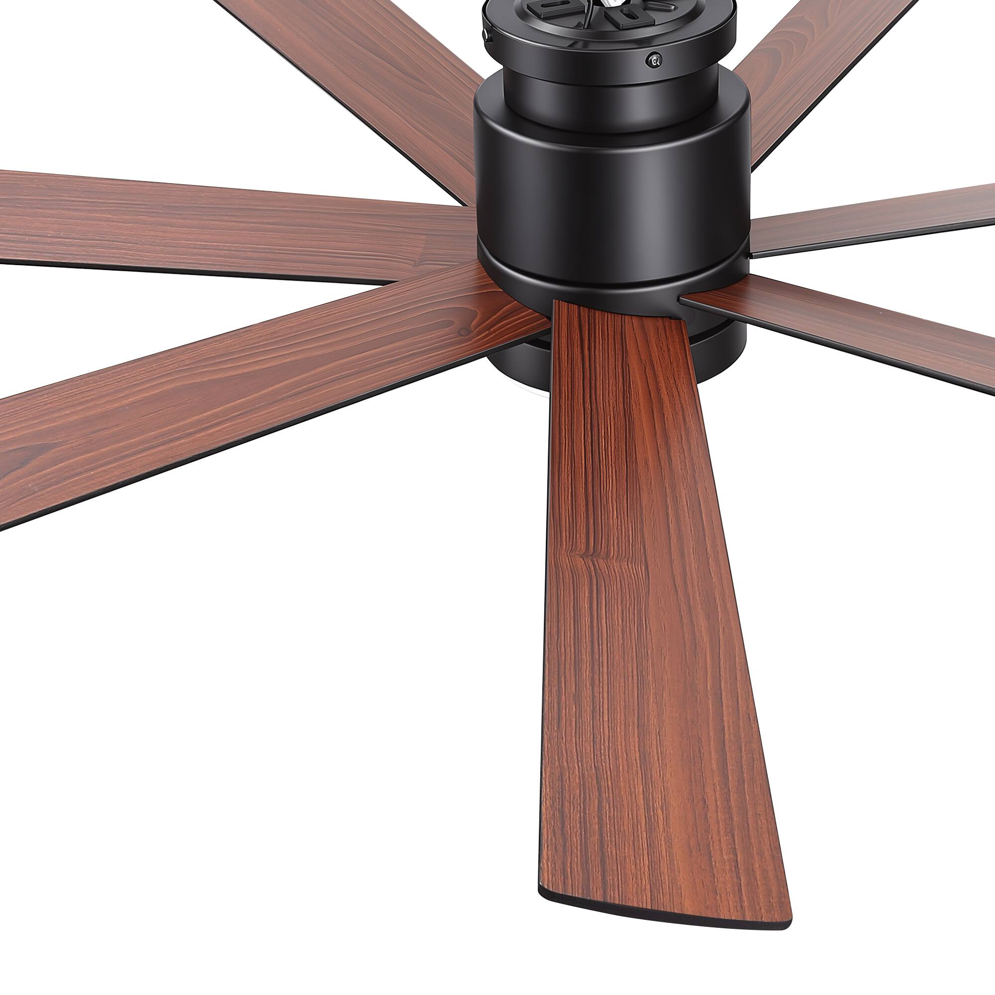 Alt View 9. Breezary - 60-Inch Low Profile Ceiling Fan with LED Light, 7 Plywood Blades, DC Motor, 6-Speed Remote, Tri-Color Dimmable with Memo - Black Walnut.