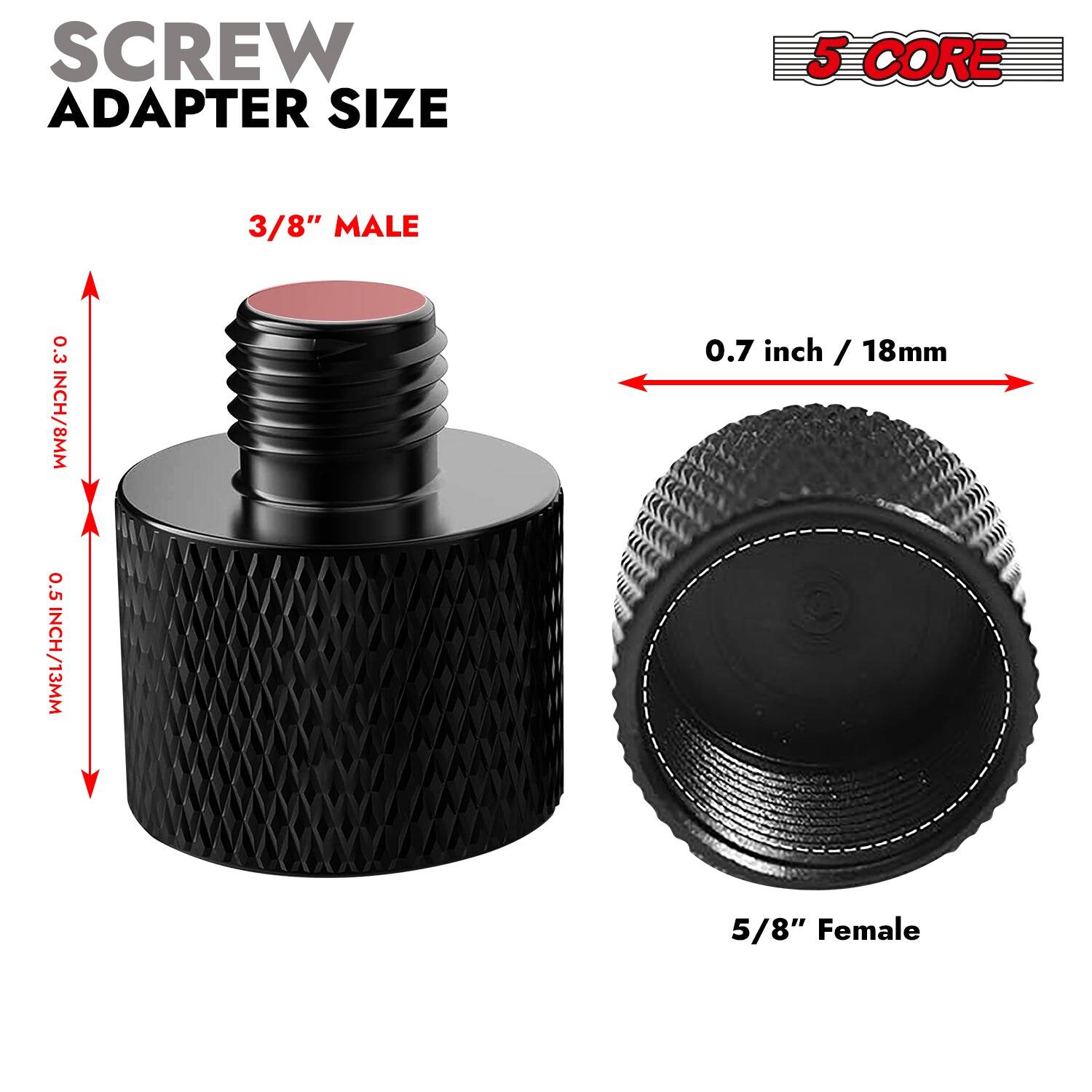 SCREW ADAPTER SIZE 5 CORE 3/8" MALE 0.5 INCH/13MM 5/8" Female 0.7 inch / 18mm