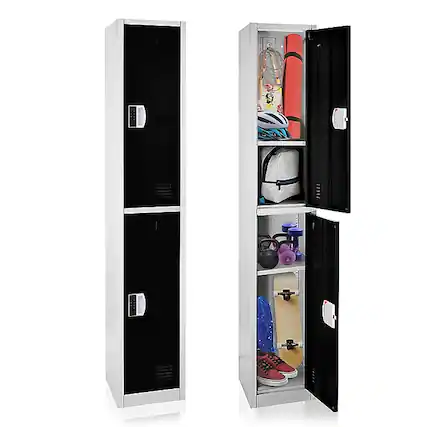 Front. AdirOffice - Storage Locker 629-Series 72" H 2-Tier Steel Digital Lock 2-Shelf Locker - Black.