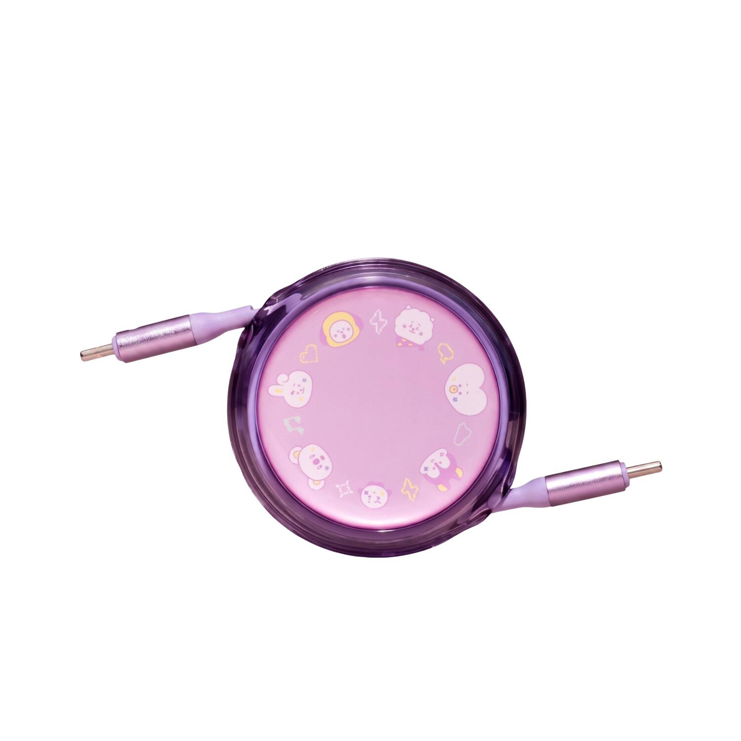 Front. iOttie - iOttie with BT21 Retractable USB-C Fast Charging Cable - 100W Tangle-Free Charger Cord - Purple.