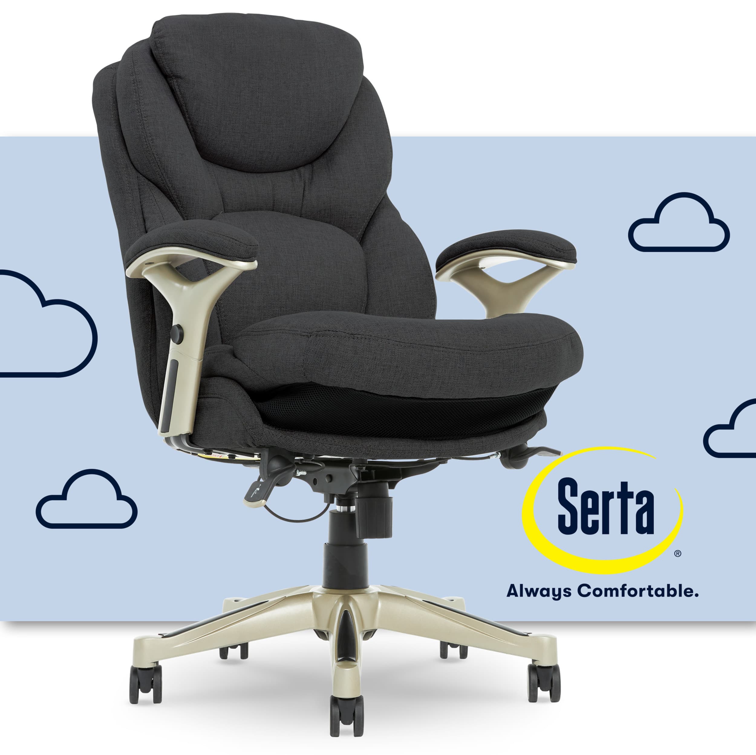 Serta - Upholstered Back in Motion Health & Wellness Manager Office Chair - Fabric - Dark Gray - Front_Zoom