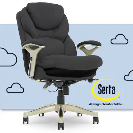 Front. Serta - Upholstered Back in Motion Health & Wellness Manager Office Chair - Fabric - Dark Gray.