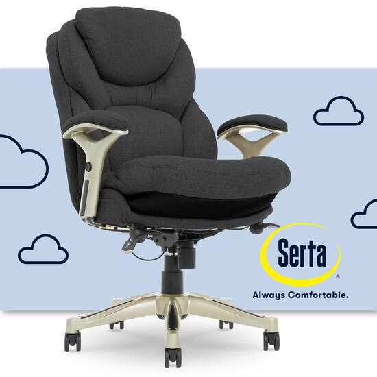 Serta Upholstered Back in Motion Health Wellness Manager Office Chair Fabric Dark Gray 44186E Best Buy