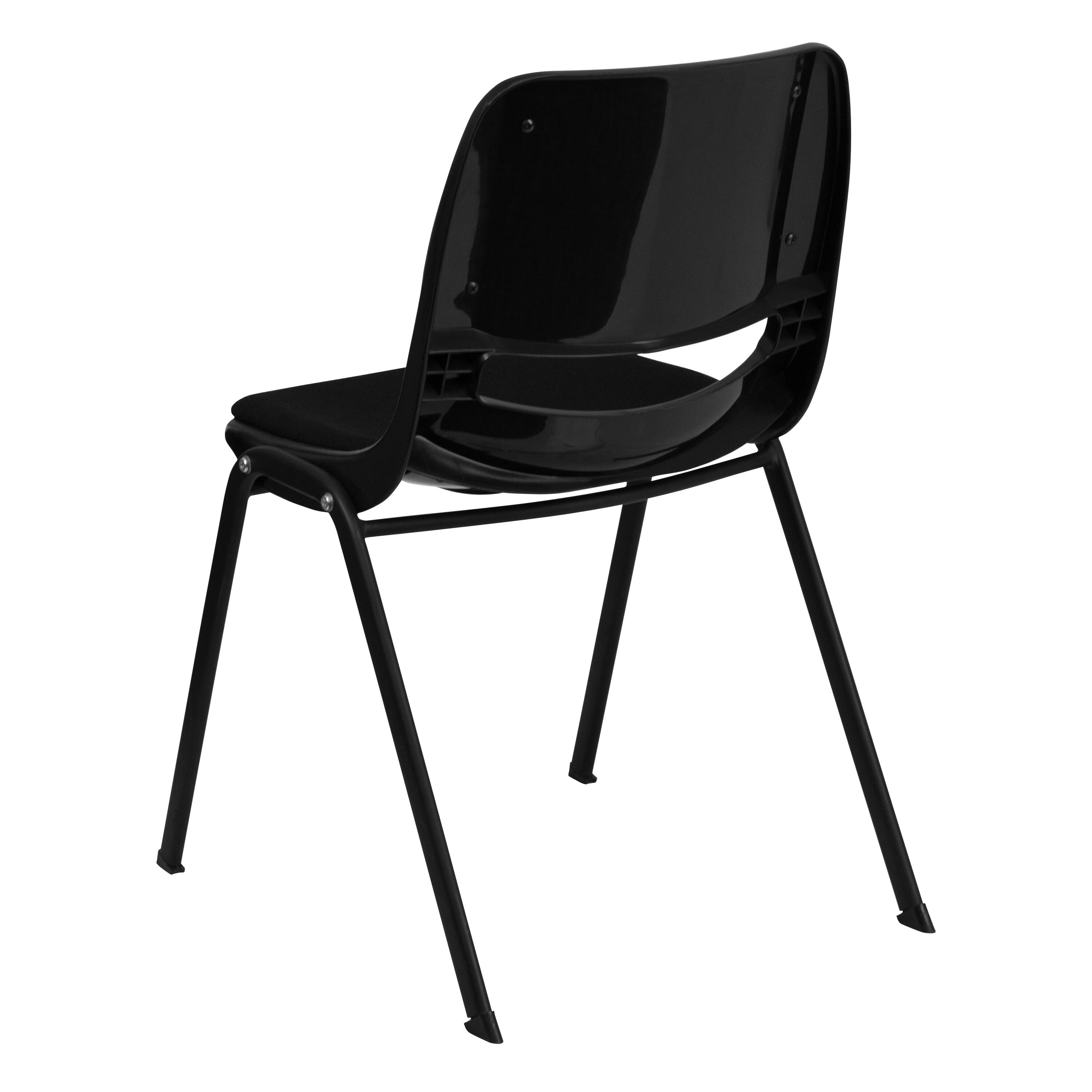 Alt View 5. Emma + Oliver - 880 lb. Capacity Padded Ergonomic Shell Stack Chair with Metal Frame - Black.