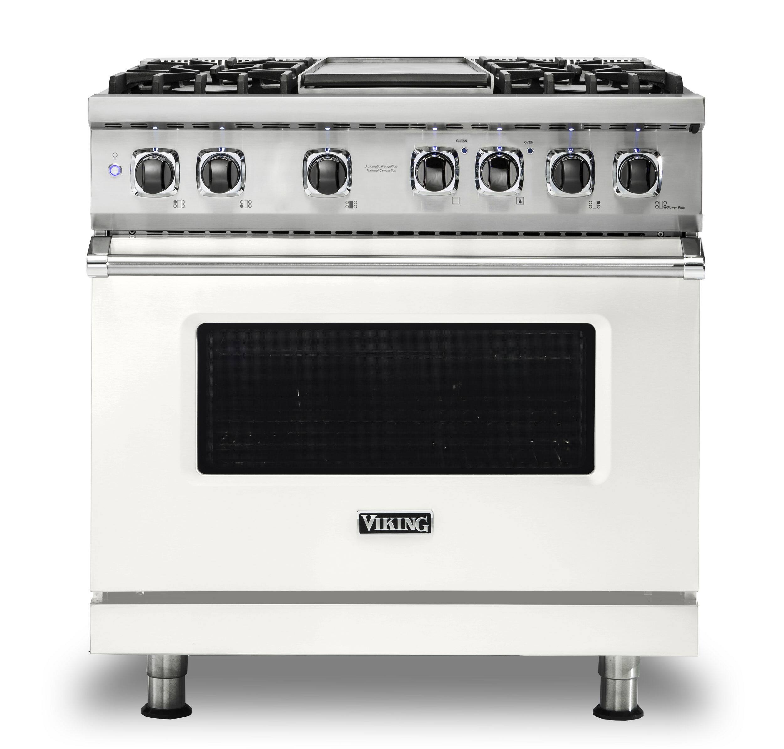 Viking - 36-Inch Dual Fuel Freestanding Range - Pure White - Front_Zoom