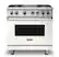 Front. Viking - 5-Series 5.6 Cu. Ft. Self-Cleaning Freestanding Dual Fuel Convection Range - 4 Burner - Pure White.