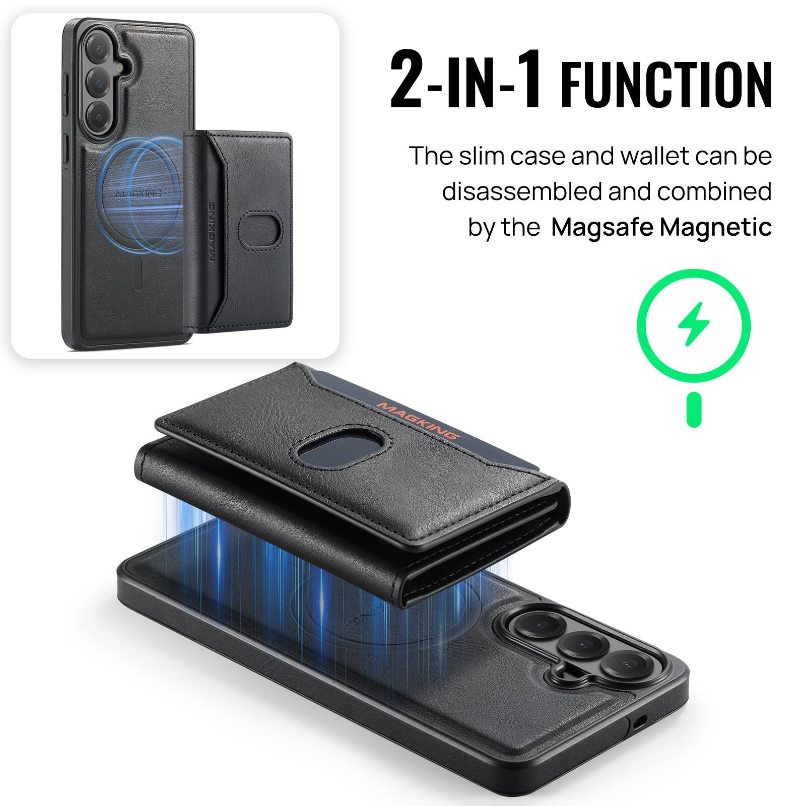 2-IN-1 FUNCTION  
The slim case and wallet can be disassembled and combined by the Magsafe Magnetic