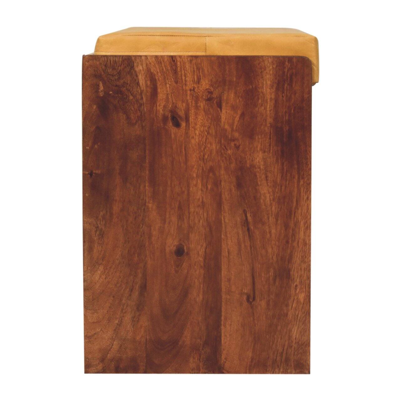 Alt View 5. Artisan Furniture - Artisan Furniture Solid Wood Buffalo Hide Pull out Honey Caramel Shoe Storage Bench - Brown and Yellow.