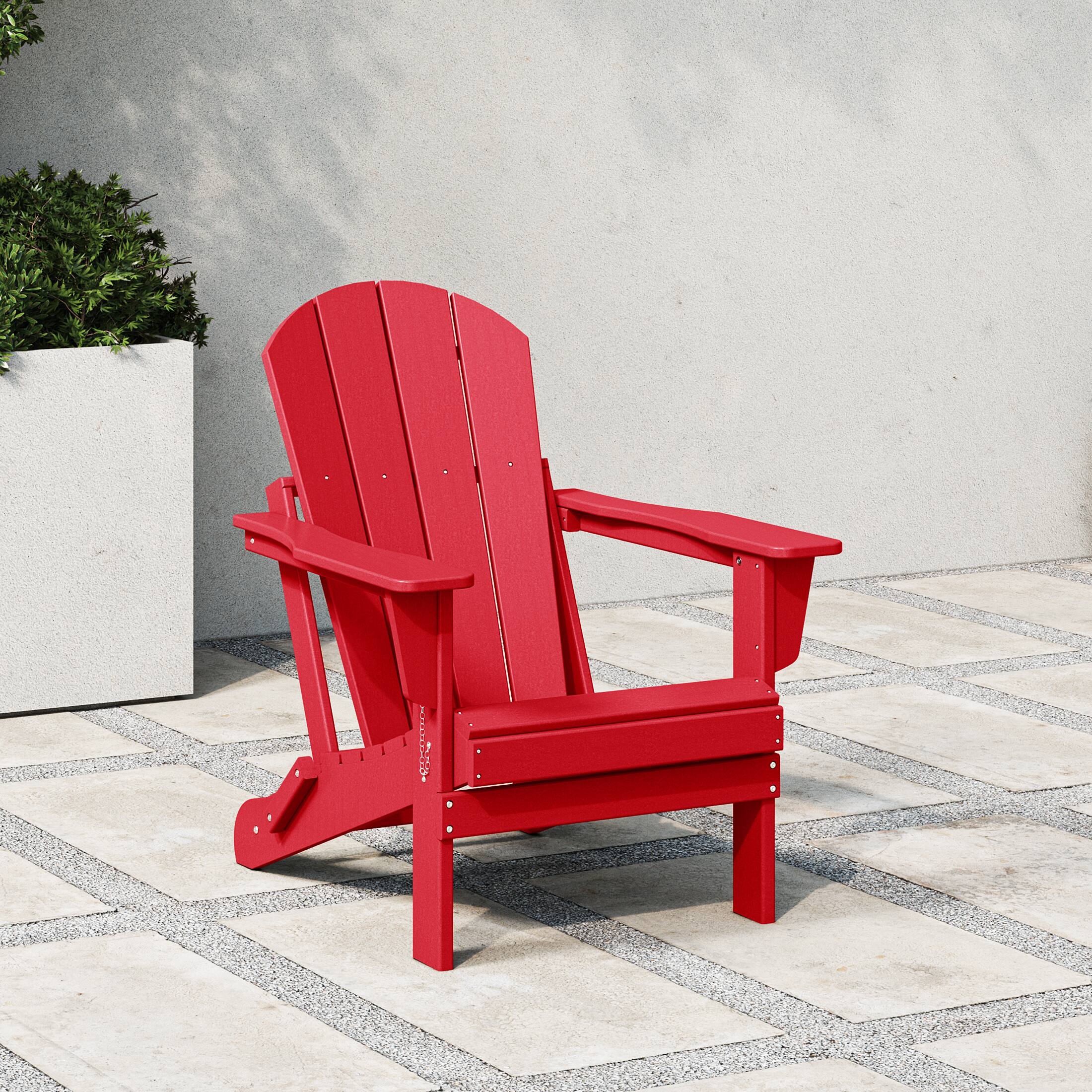 Angle. WestinTrends - WestinTrends Malibu HDPE Outdoor Patio Folding Poly Adirondack Chair - Red.