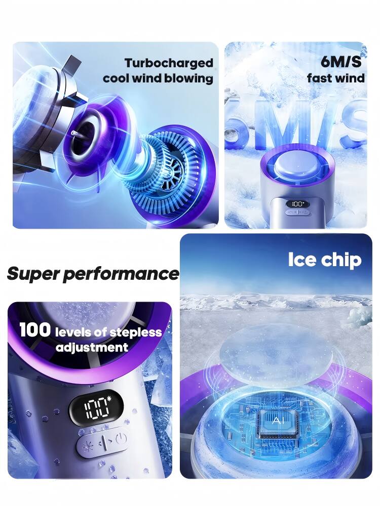 - Turbocharged cool wind blowing
- 6M/S fast wind
- Super performance
- 100 levels of stepless adjustment
- Ice chip