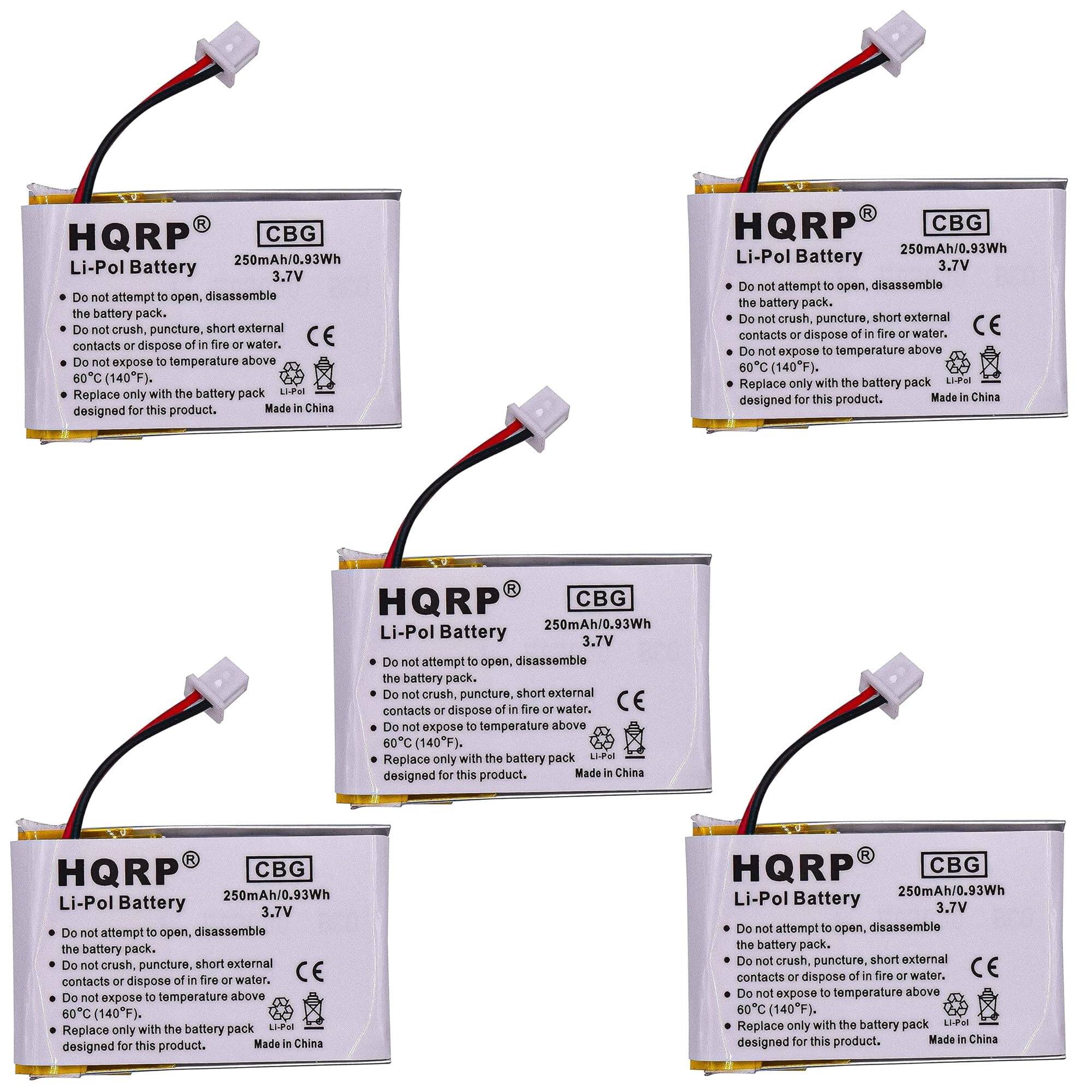 HQRP CBG 250mAh/0.93Wh 3.7V Li-Pol Battery

Do not attempt to open, disassemble the battery pack.
Do not crush, puncture, short external contacts or dispose of in fire or water.
Do not expose to temperature above 60°C (140°F).
Replace only with the battery pack designed for this product.

Made in China