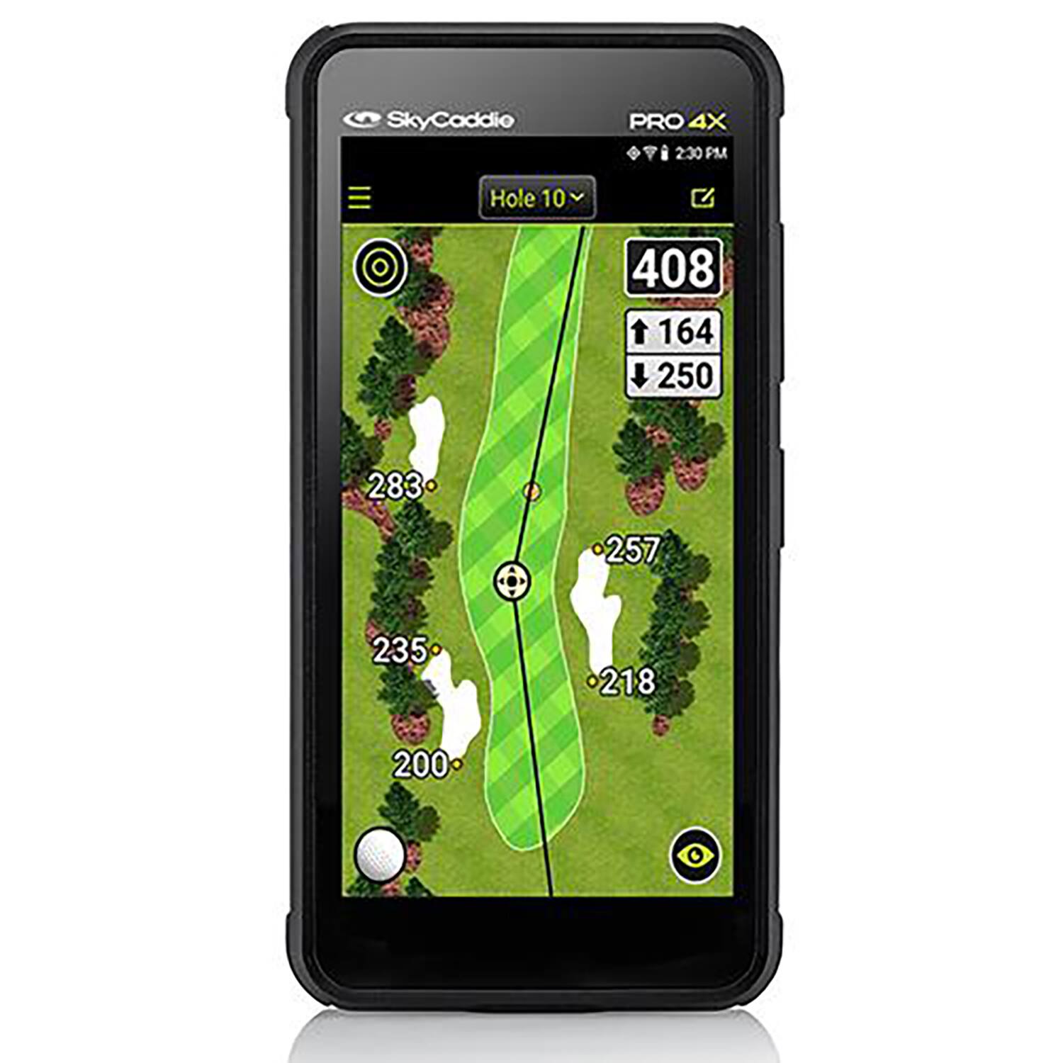 SkyCaddie PRO 4X  
2:30 PM  
Hole 10  
408  
164  
250  
257  
218  
235  
200