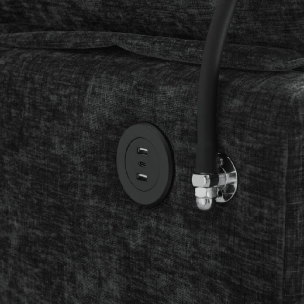 Alt View 2. LUCKY ONE - Double Sofa Recliner w/ Manual Adjustable Backrest USB Port Phone Stand Storage Ottoman - Black.