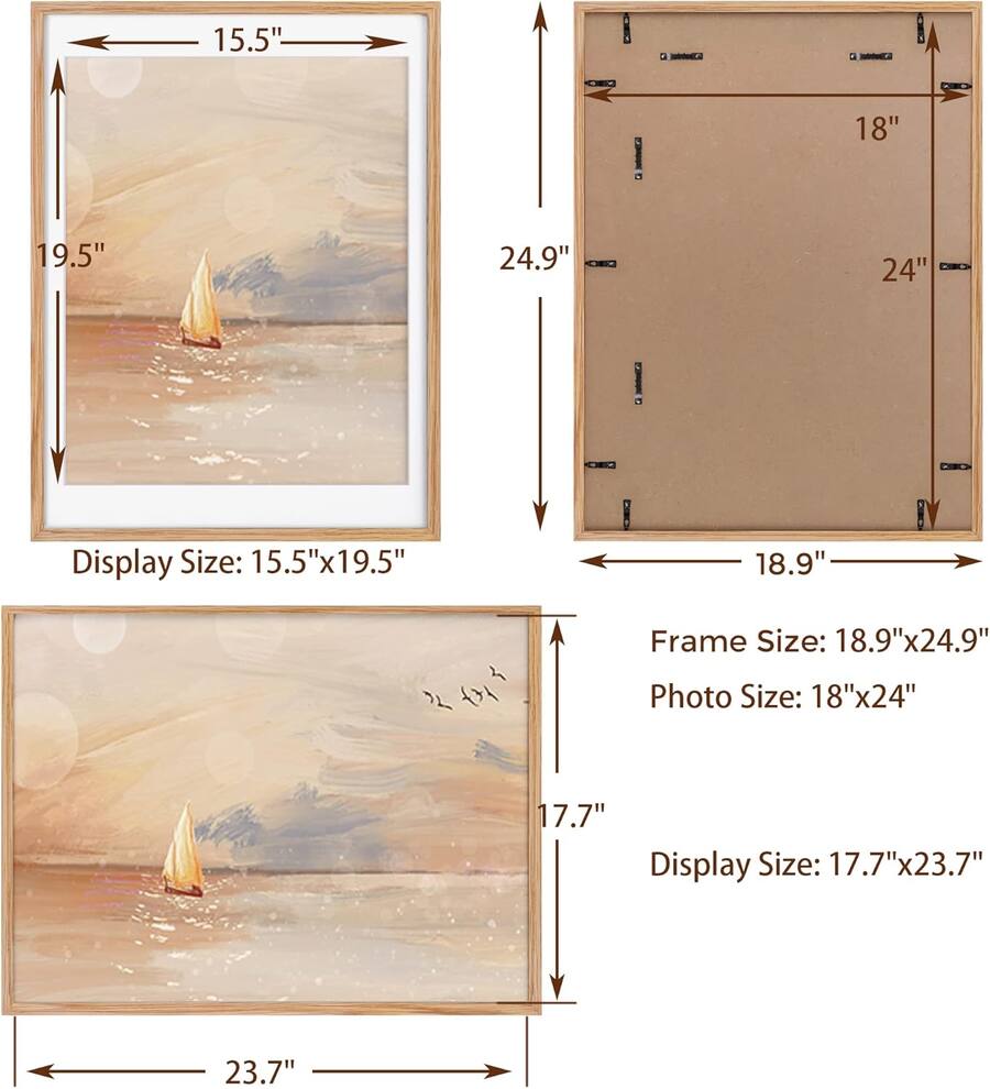 18x24 Frame Example blue 18x24 Picture Frame, Solid Oak Wood 18 x 24 Frame for Wall, 18 by ...