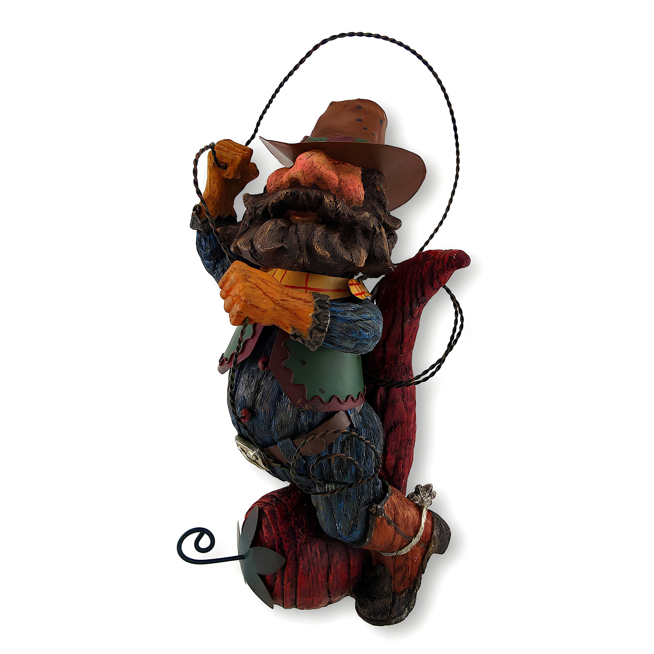 Front. Zeckos - Whimsical Cowboy Riding Chili Pepper Twirling Lasso Statue - Brown.