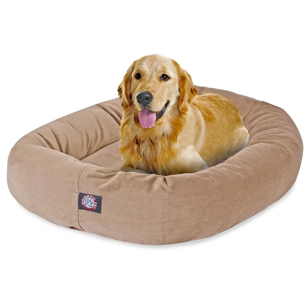 Majestic Pets - Majestic Pet 40 Inch Suede Calming Dog Bed Washable 40x29x9 (Inch) - Stone