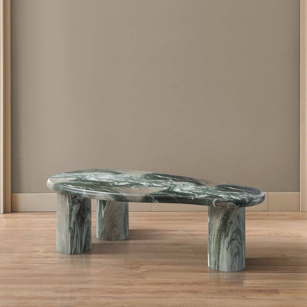 Alt View 1. Meridian Furniture - Sassari Green Marble Finish Concrete Coffee Table - Green.