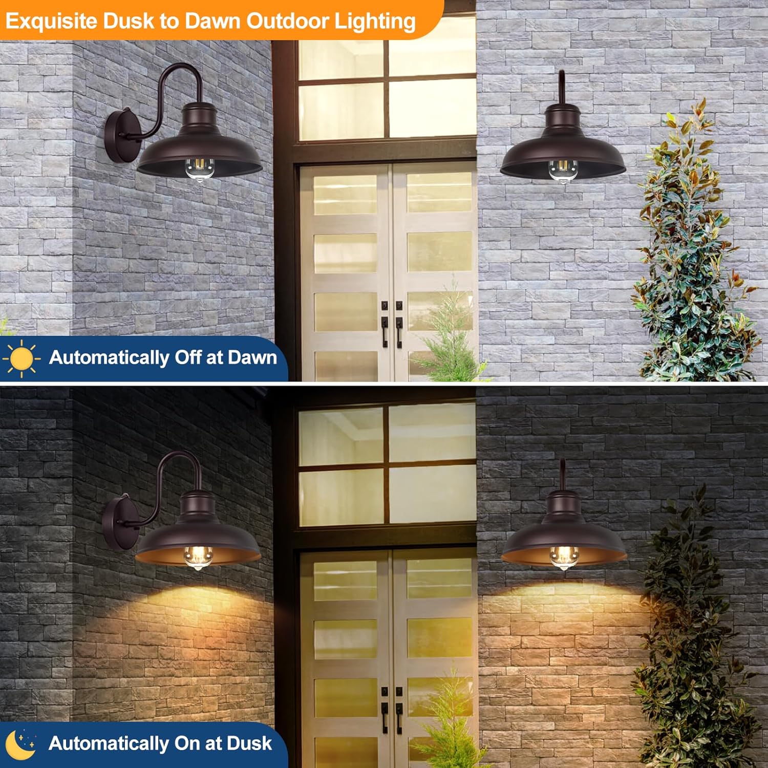 Exquisite Dusk to Dawn Outdoor Lighting

- Automatically Off at Dawn
- Automatically On at Dusk