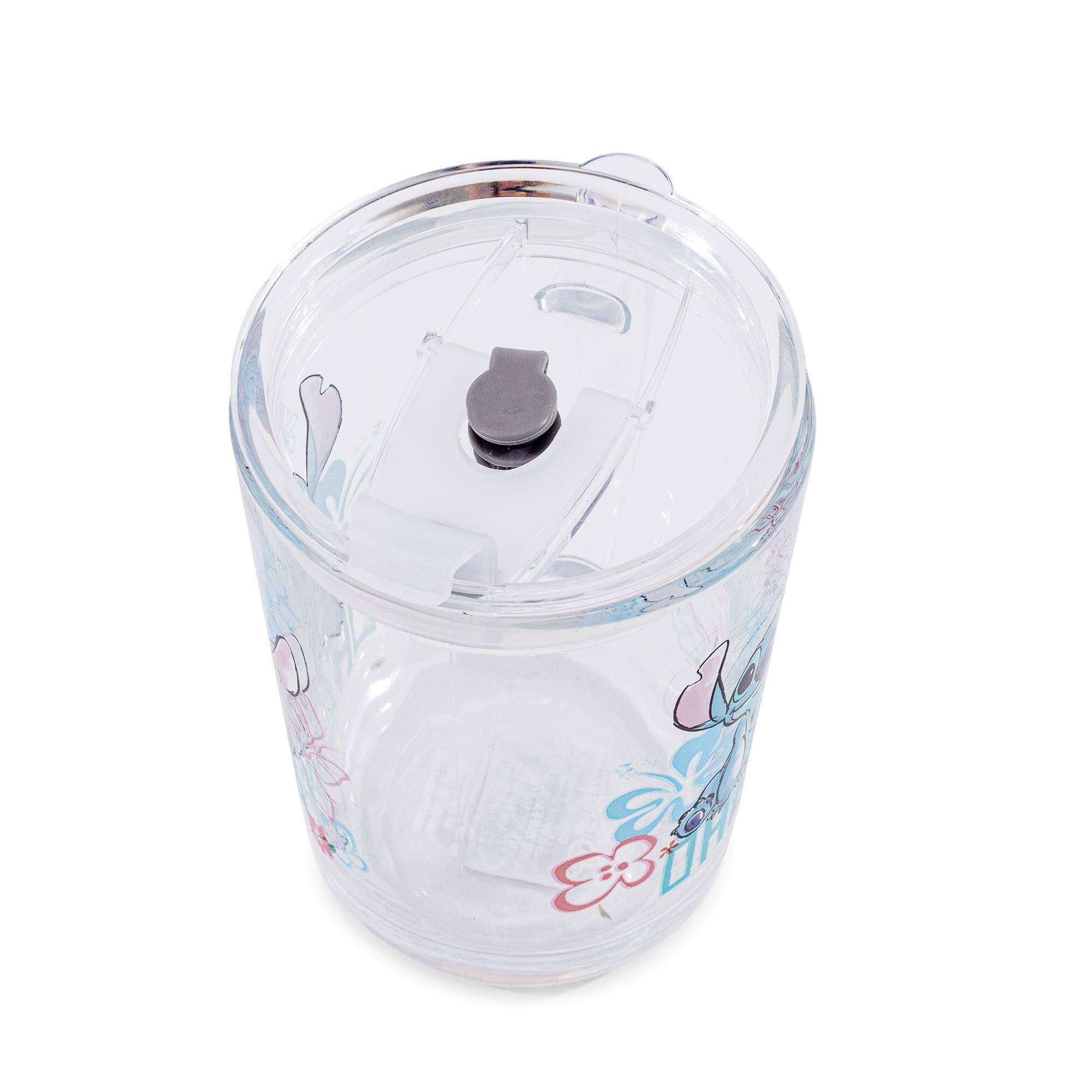 Alt View 1. Silver Buffalo - Disney Lilo & Stitch "Ohana" Glass Mug With Lid | Holds 14 Ounces - Blue.