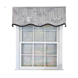 RLF Home - French Country Ruffled Provance Window Valance 100% Cotton Lined Rod Pocket 50" x 17" Grey - Gray