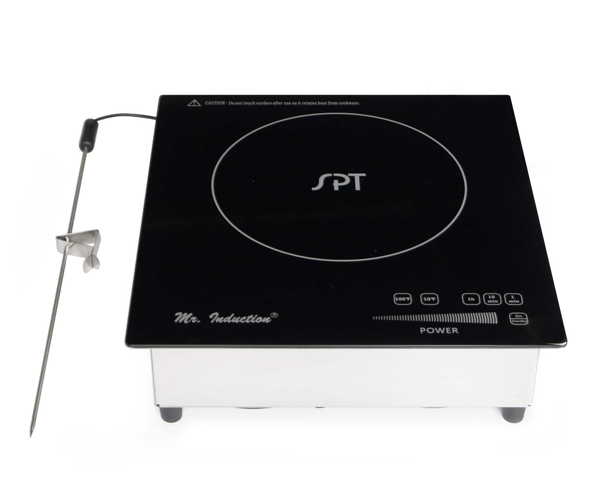 SPT - 3520W Built-In/Countertop Commercial Induction Cooktop with Temperature Probe (208-240V) - Black and stainless steel
