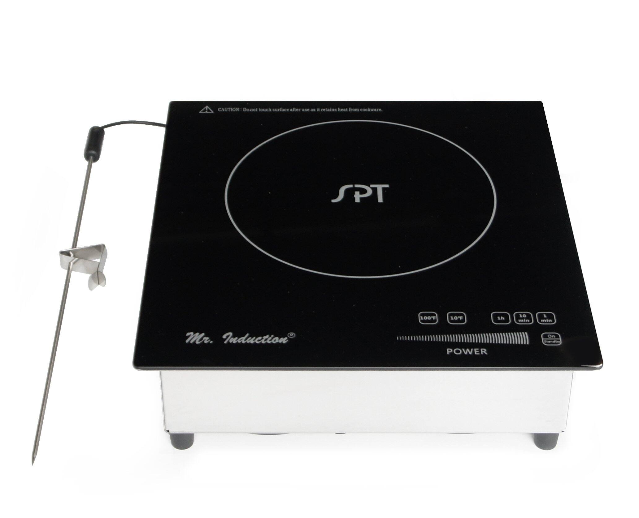 CAUTION: Do not touch surface after use as it retains heat from cookware.

SPT

Mr. Induction

POWER

100% 100% 1h 10 min 1 min

On/Off