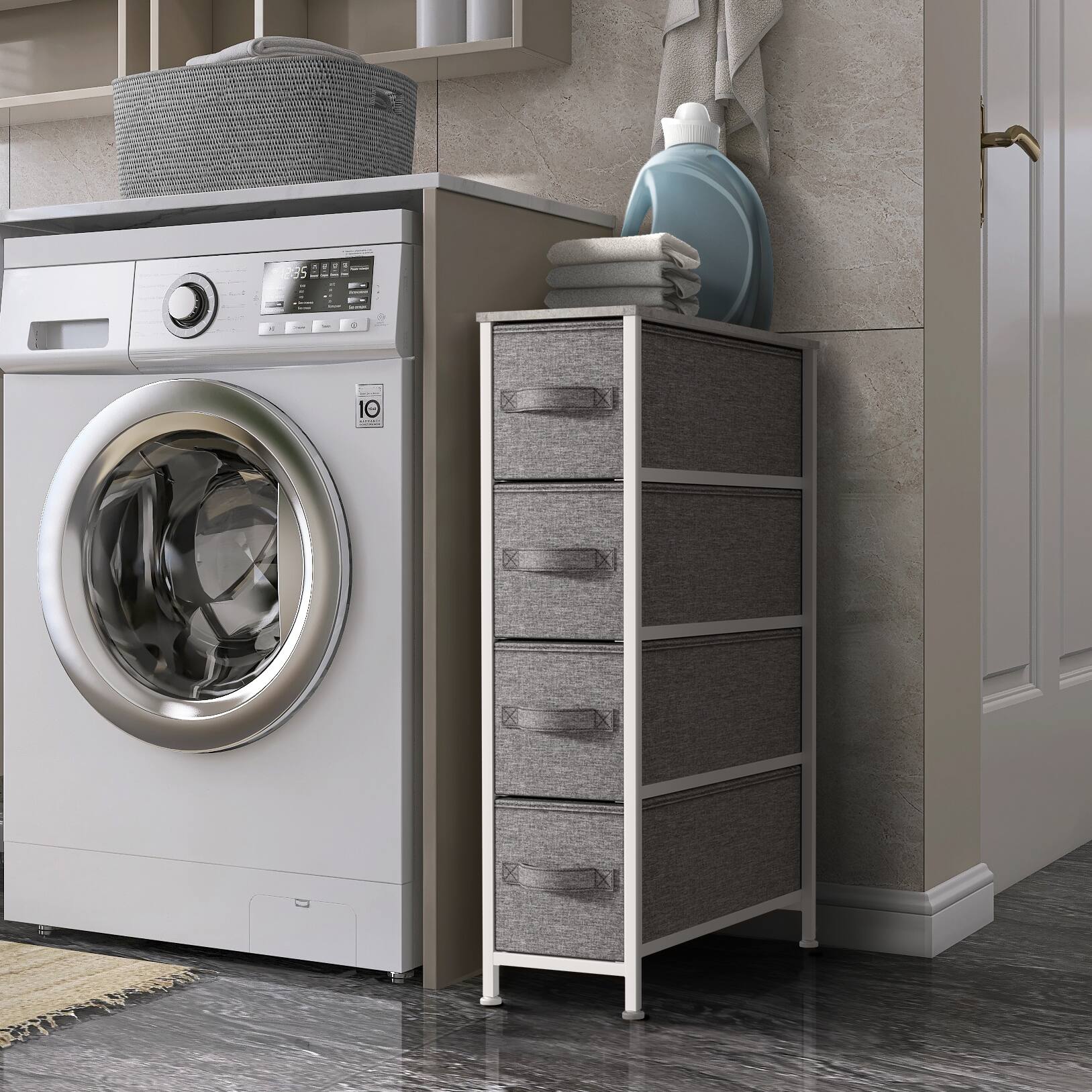 Alt View 1. Sorbus - Sorbus Narrow Dresser with 4 Drawers, Vertical Slim Storage Chest of Drawers with Steel Frame - Gray.