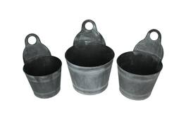 PD Home & Garden - Set of 3 Charcoal Finish Metal Bucket Style Hangable Planters - Gray